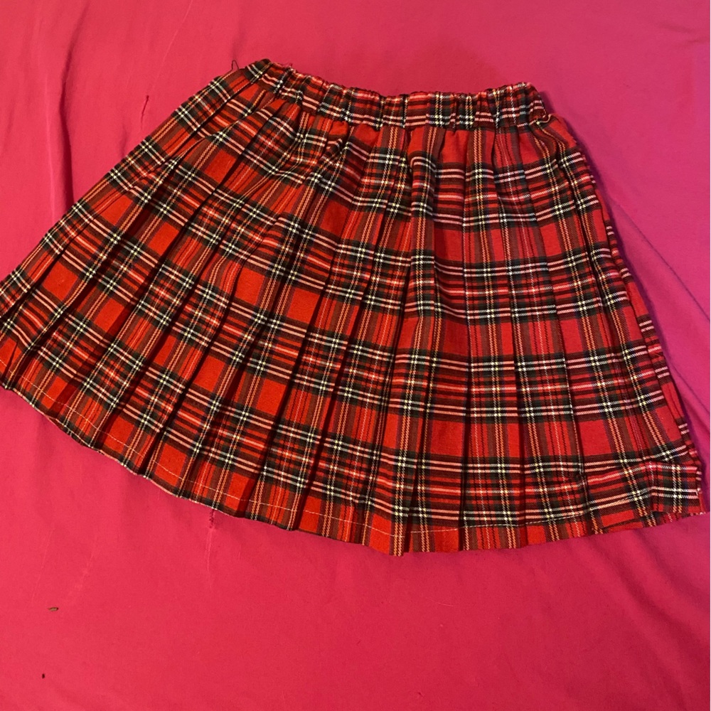 Tartan print elastic waist skirt
